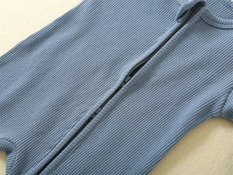Organic Waffle Zip-Up Sleepsuit (3-18M) - Image 3