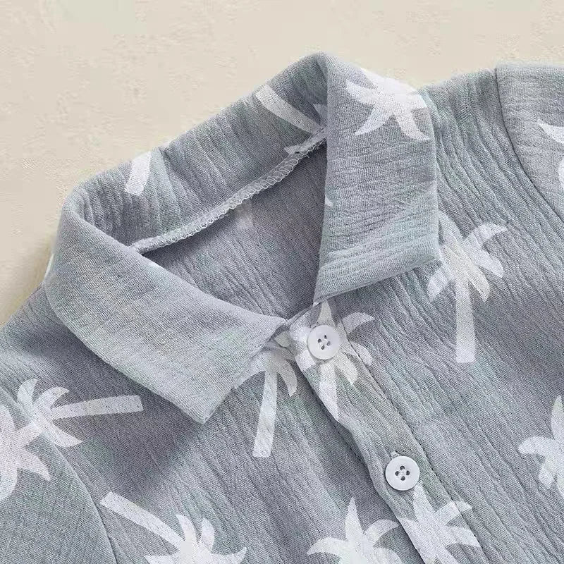 Palm Print Summer Baby Set – Button Shirt & Elastic Shorts (2-Piece - 6-36M) - Image 10