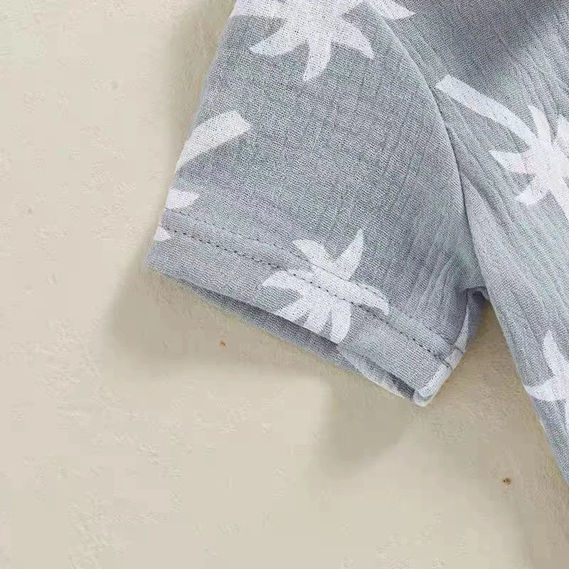Palm Print Summer Baby Set – Button Shirt & Elastic Shorts (2-Piece - 6-36M) - Image 12