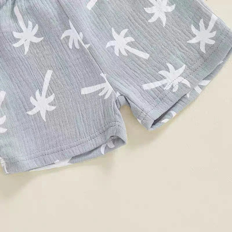 Palm Print Summer Baby Set – Button Shirt & Elastic Shorts (2-Piece - 6-36M) - Image 13