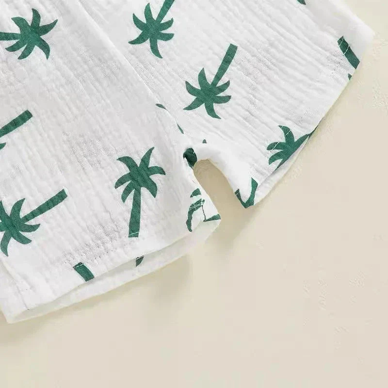 Palm Print Summer Baby Set – Button Shirt & Elastic Shorts (2-Piece - 6-36M) - Image 8