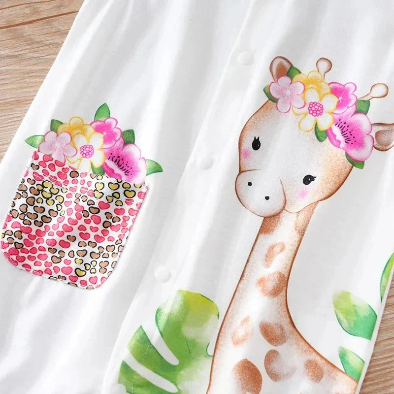 Pink Giraffe Baby Girl Sleeveless Romper (0–18M) - Image 5