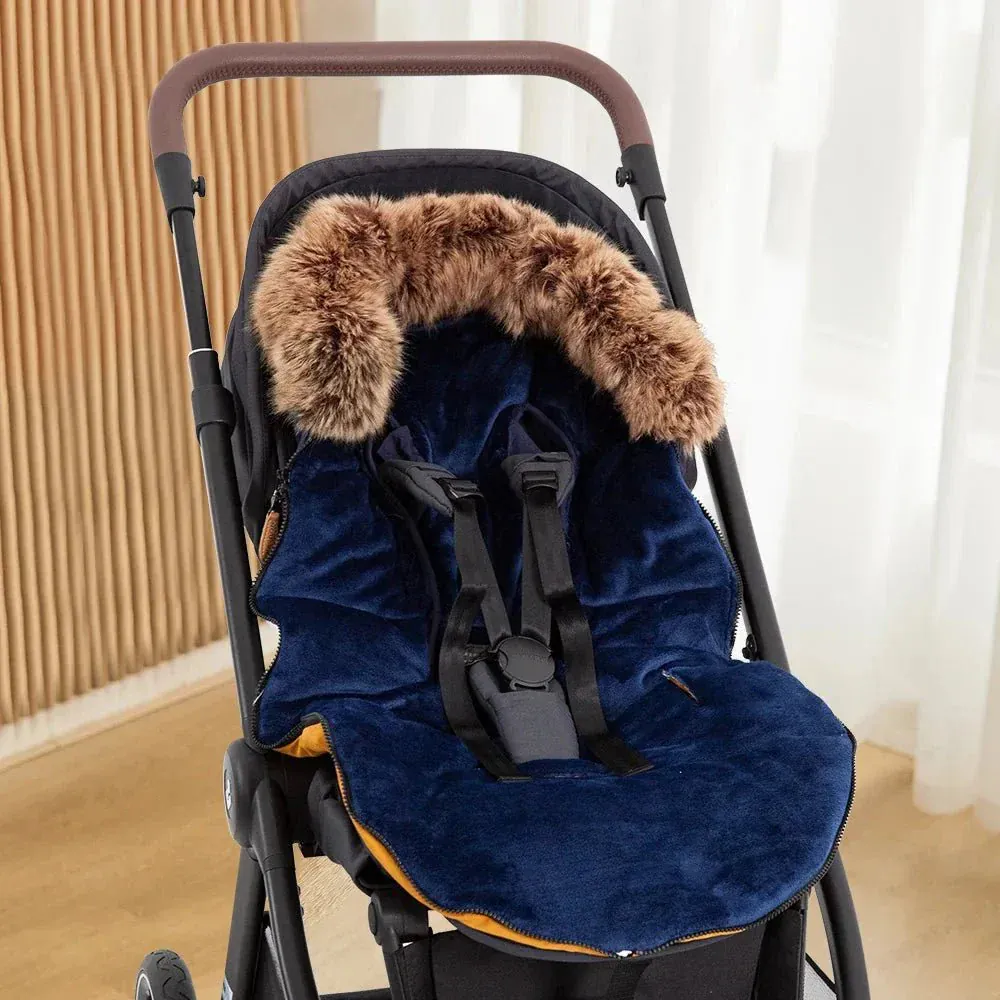 Premium Universal Stroller Footmuff with Removable Faux Fur (0-24M) - Image 3