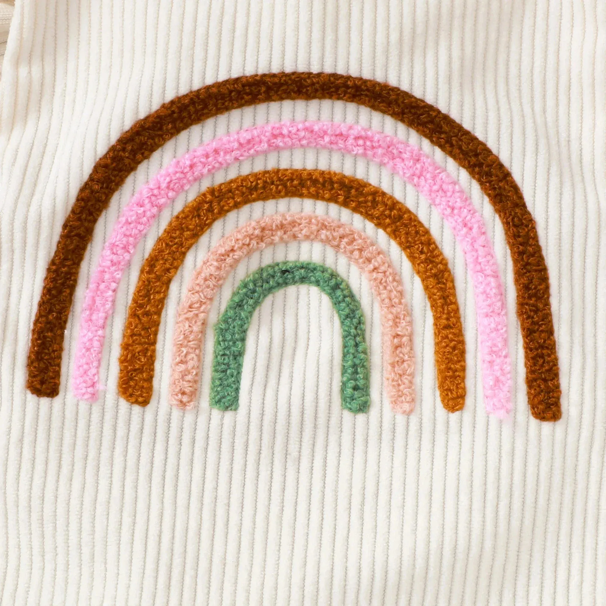 Rainbow Embroidered Baby Romper – Sleeveless Ruffled Straps + Matching Headband (0-12M) - Image 5