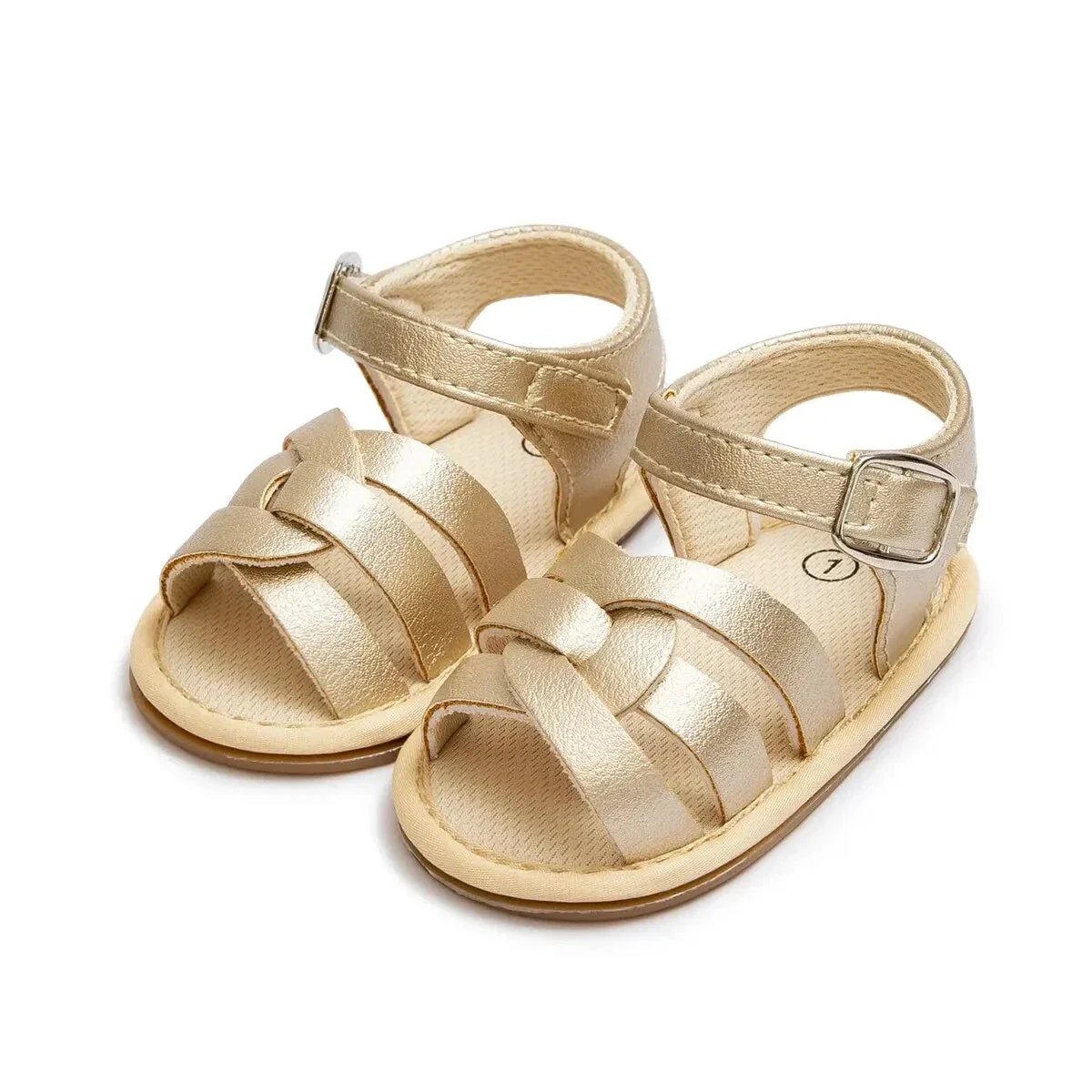 Retro Leather Summer Sandals for Babies – First Steps with Soft Soles (0-18M)