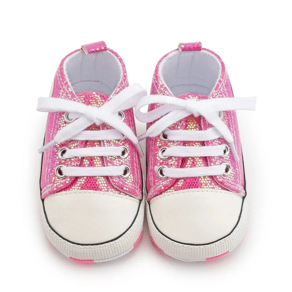 Shimmer Canvas Baby Sneakers – First Walkers (0-18M)