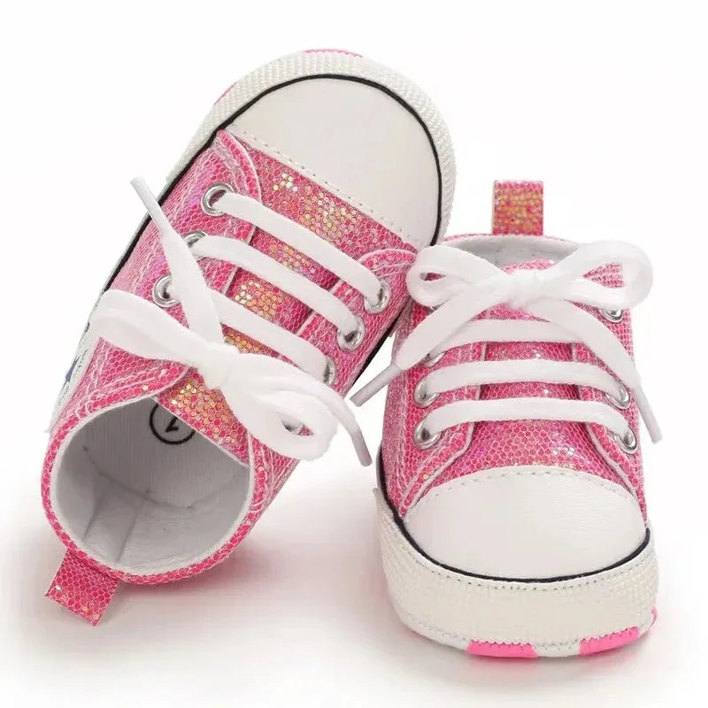 Shimmer Canvas Baby Sneakers – First Walkers (0-18M) - Image 2