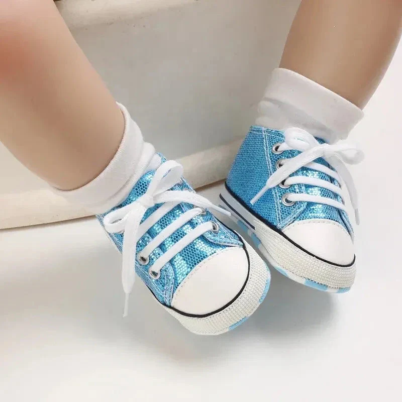 Shimmer Canvas Baby Sneakers – First Walkers (0-18M) - Image 5