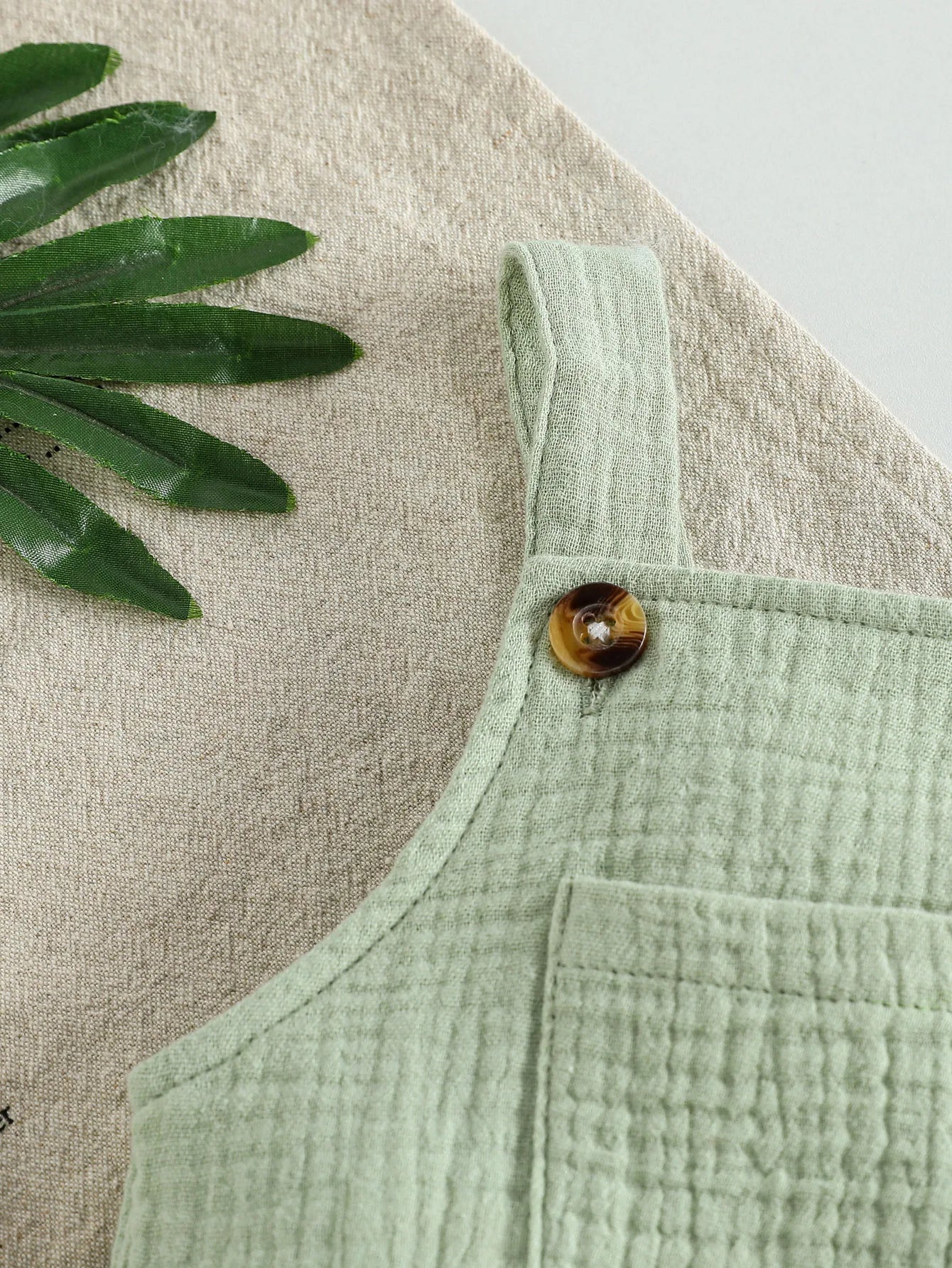 Sleeveless Cotton Muslin Baby Romper with Button Straps (0–18M) - Image 6