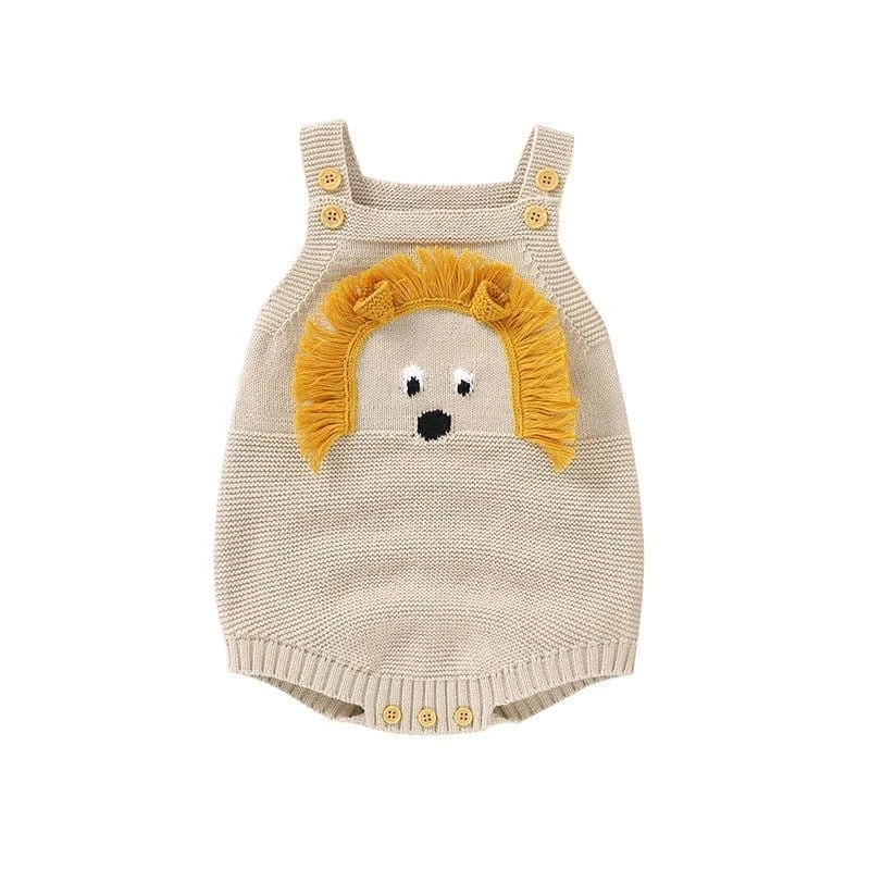 Soft Cotton Knitted Lion Baby Romper (3–24M)