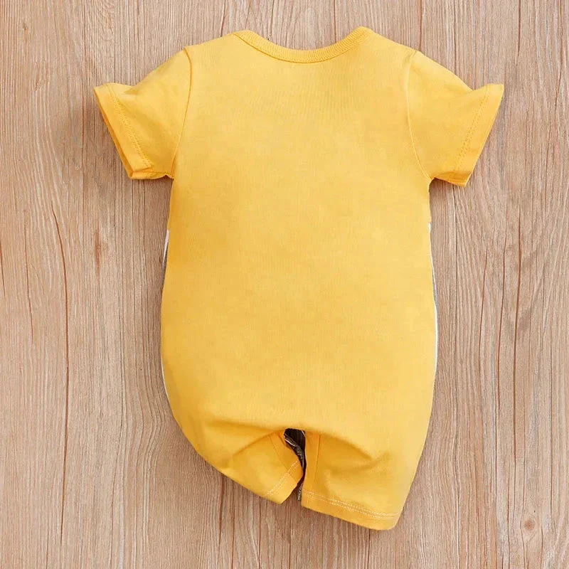 Yellow Mouse Baby Short Sleeve Cotton Romper (0–18M) - Image 3