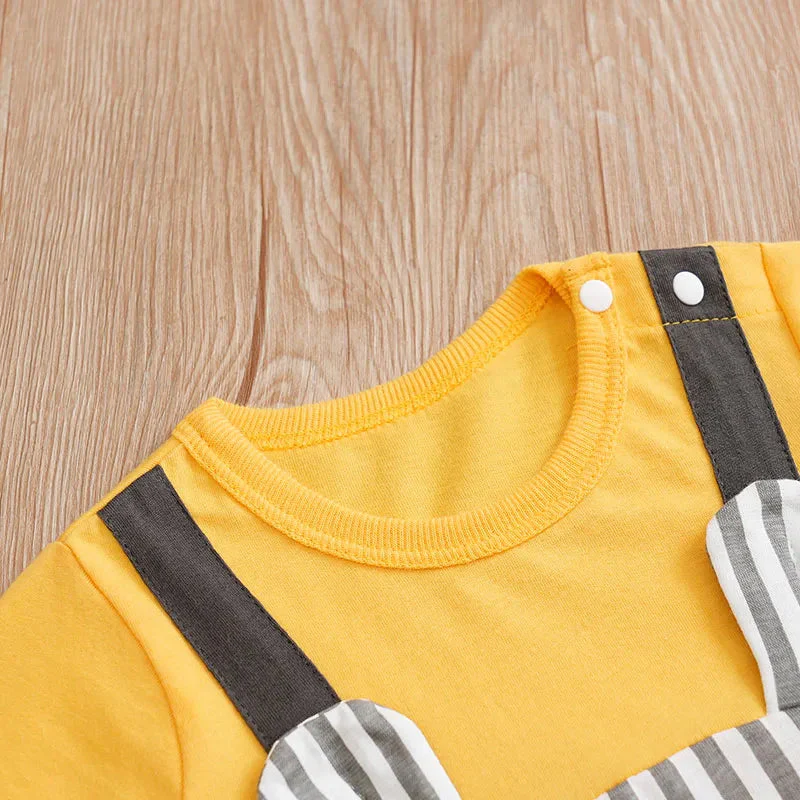 Yellow Mouse Baby Short Sleeve Cotton Romper (0–18M) - Image 4