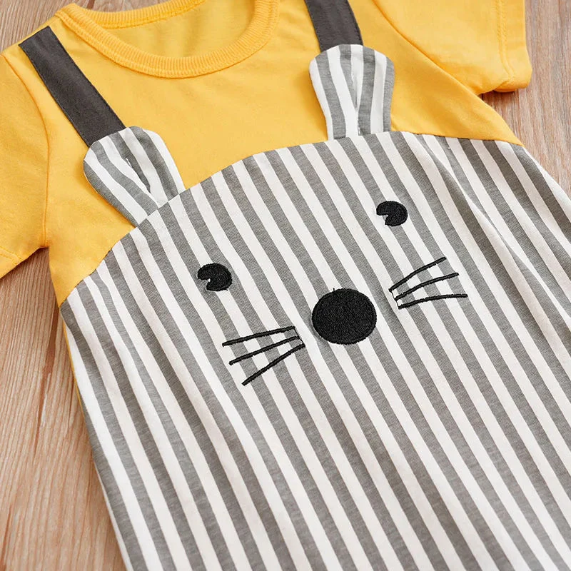 Yellow Mouse Baby Short Sleeve Cotton Romper (0–18M) - Image 5