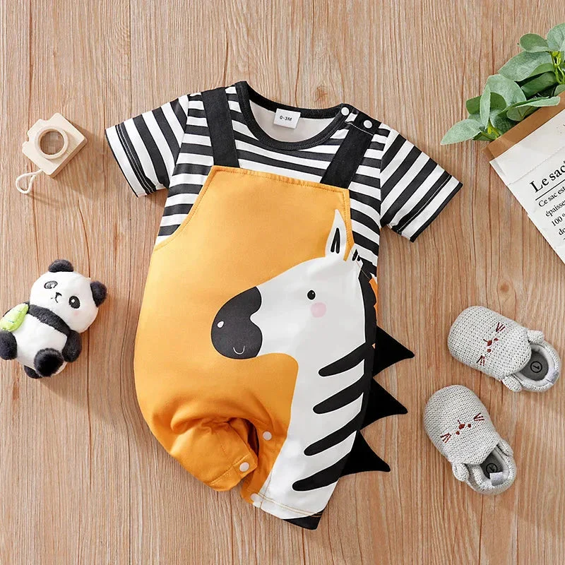 Zebra Baby Short Sleeve Romper with 3D Detail (0–18M) - Image 2